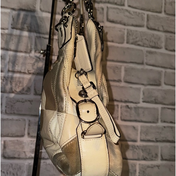 Coach Signature 16327 Mia Maggie Inlaid C Hobo Patchwork Leather Tan Brown - Picture 5 of 11